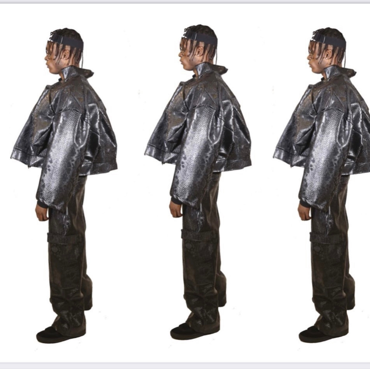 Black Leather Pyramid Jacket