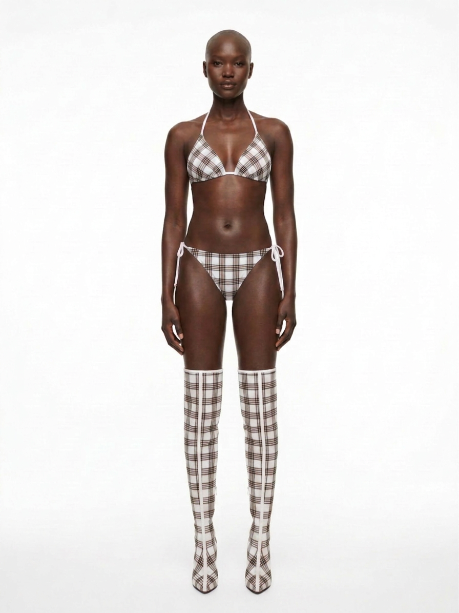 M96 BLACK & WHITE PLAID BIKINI SET
