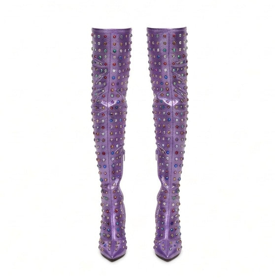 M96 RAINBOW STUDDED PURPLE BOOTS