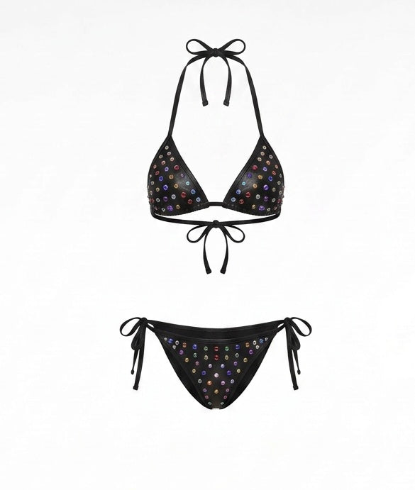 SS27 M96 STUDDED BLACK BIKINI SET