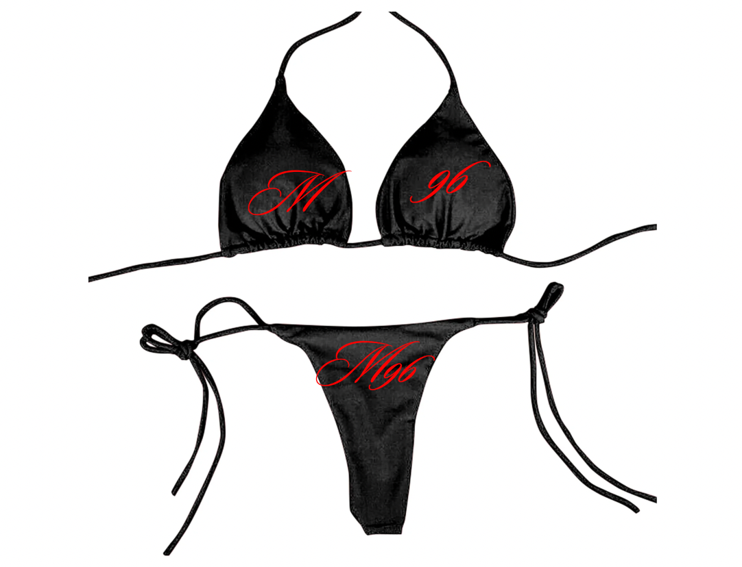 RED SCRIPT BIKINI SET