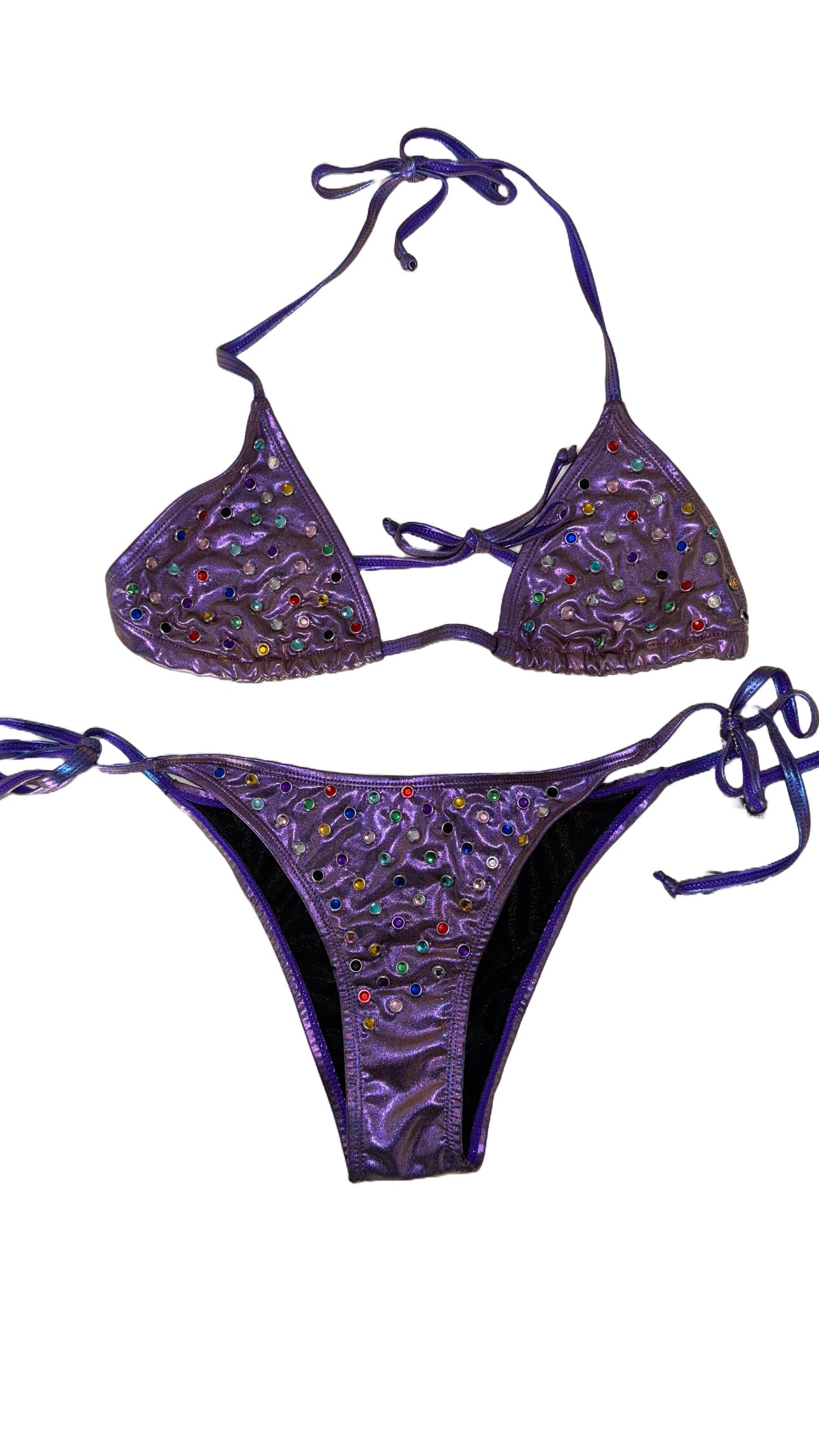 Purple Full Rhinestone Stud Bikini
