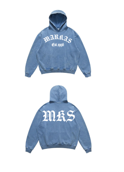 MARKAS EST.1996 HOODIE WHITE LETTERS