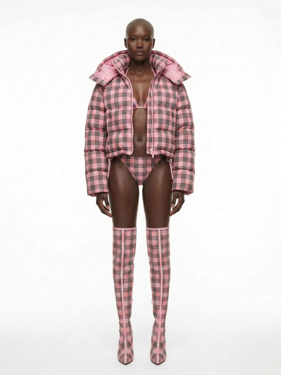 SS27 PINK PLAID BIKINI SET