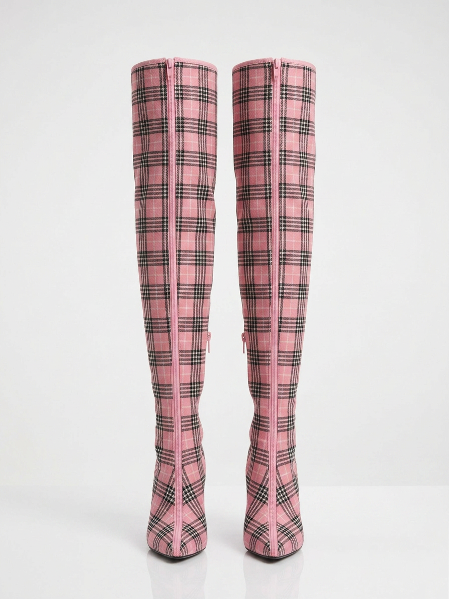 M96 PINK PLAID BOOTS