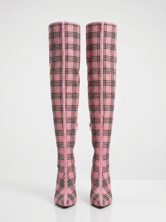 M96 PINK PLAID BOOTS