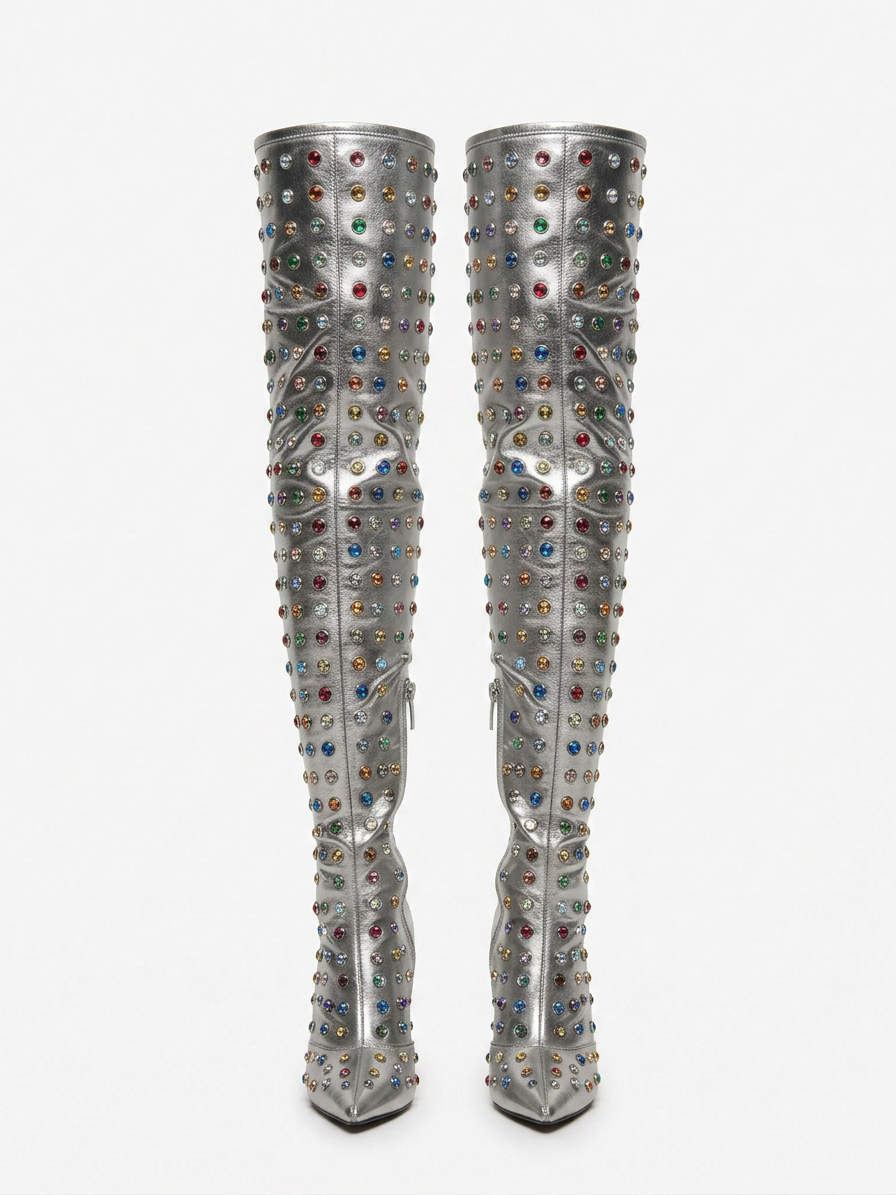 M96 CHROME RAINBOW STUDDED BOOTS