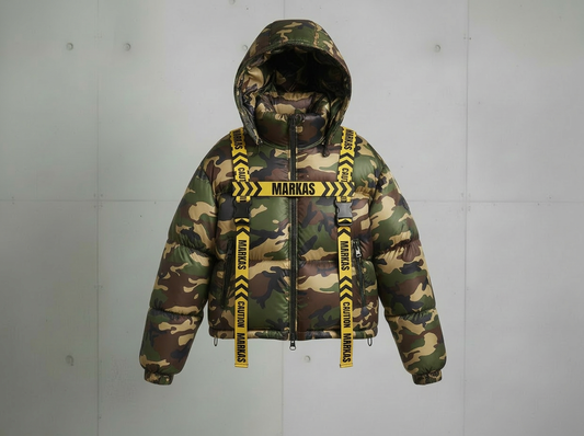 A KAMO MARKAS CAUTION TAPE COAT