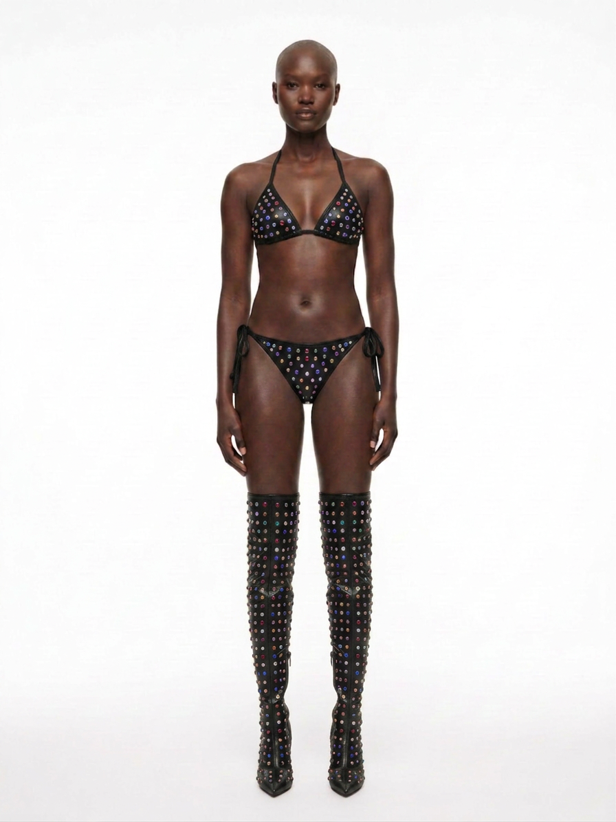 SS27 M96 STUDDED BLACK BIKINI SET