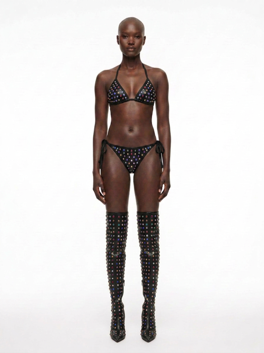SS27 M96 STUDDED BLACK BIKINI SET