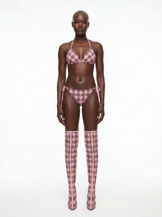 SS27 PINK PLAID BIKINI SET