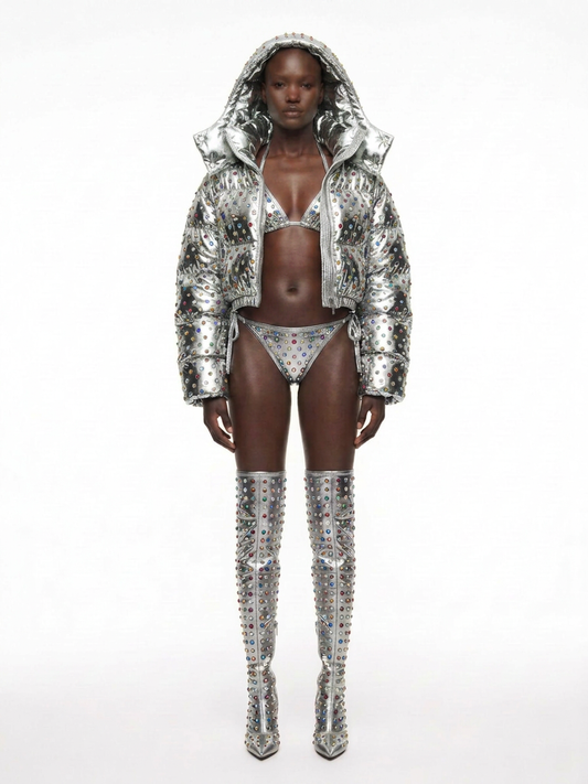 M96 CHROME STUDDED PUFFER COAT