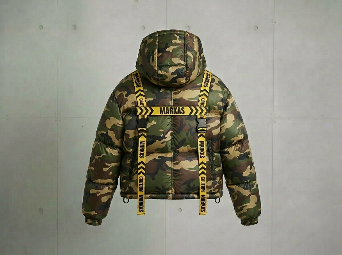 A KAMO MARKAS CAUTION TAPE COAT