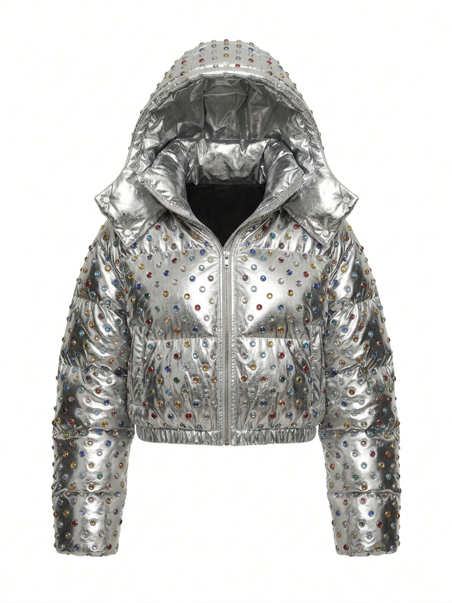 M96 CHROME STUDDED PUFFER COAT