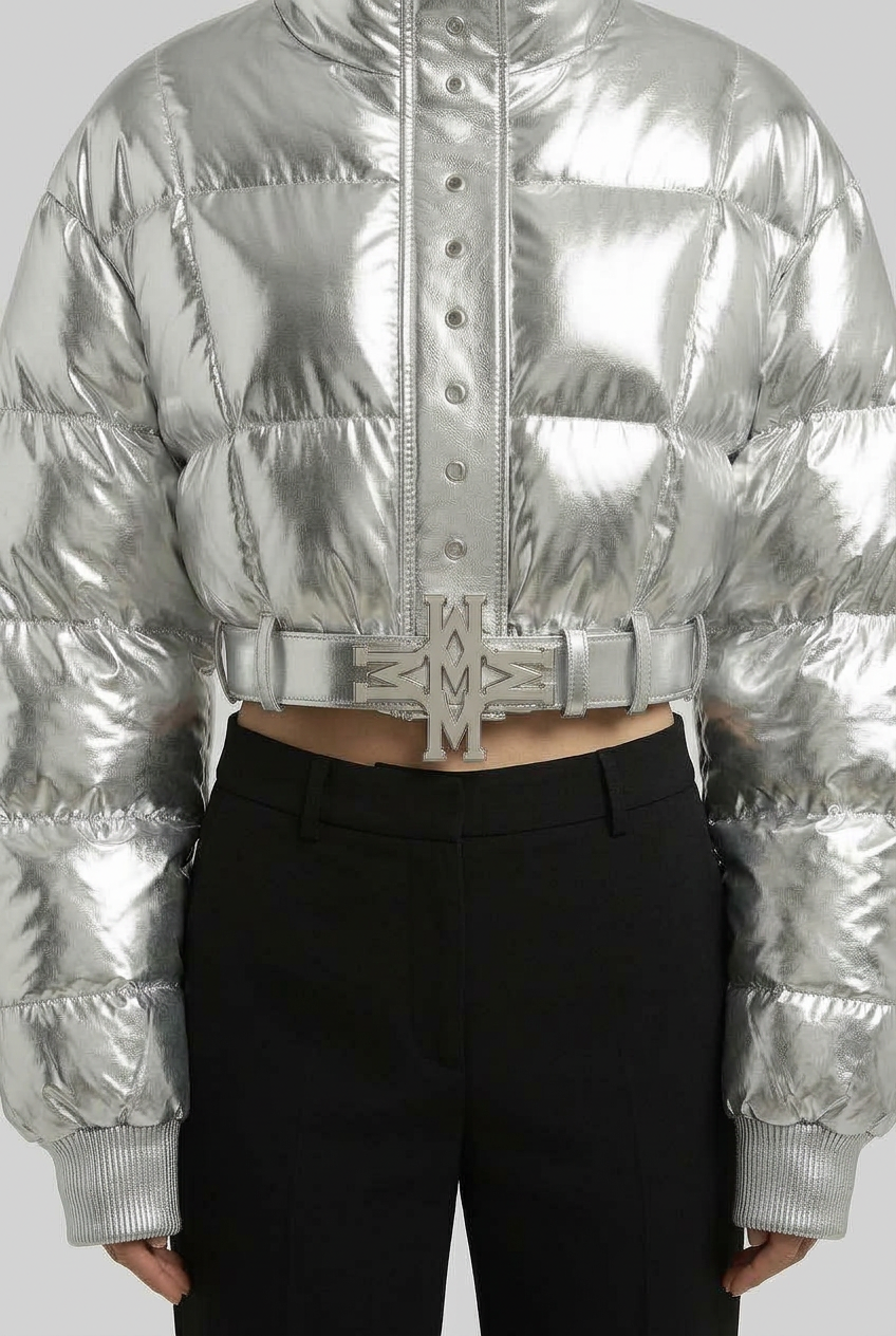 MARTYRS FW26 CROPPED PUFFER COAT WITH BELT AND HOOD