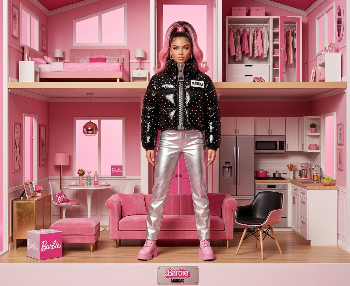 A rhinestone puffer coat