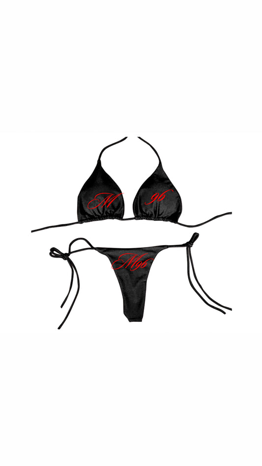 RED SCRIPT BIKINI SET