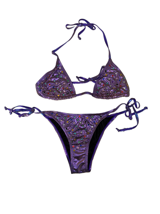 Purple Full Rhinestone Stud Bikini