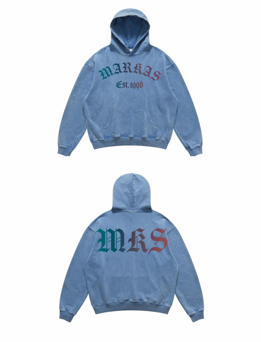 MARKAS EST.1996 DENIM RAINBOW HOODIE